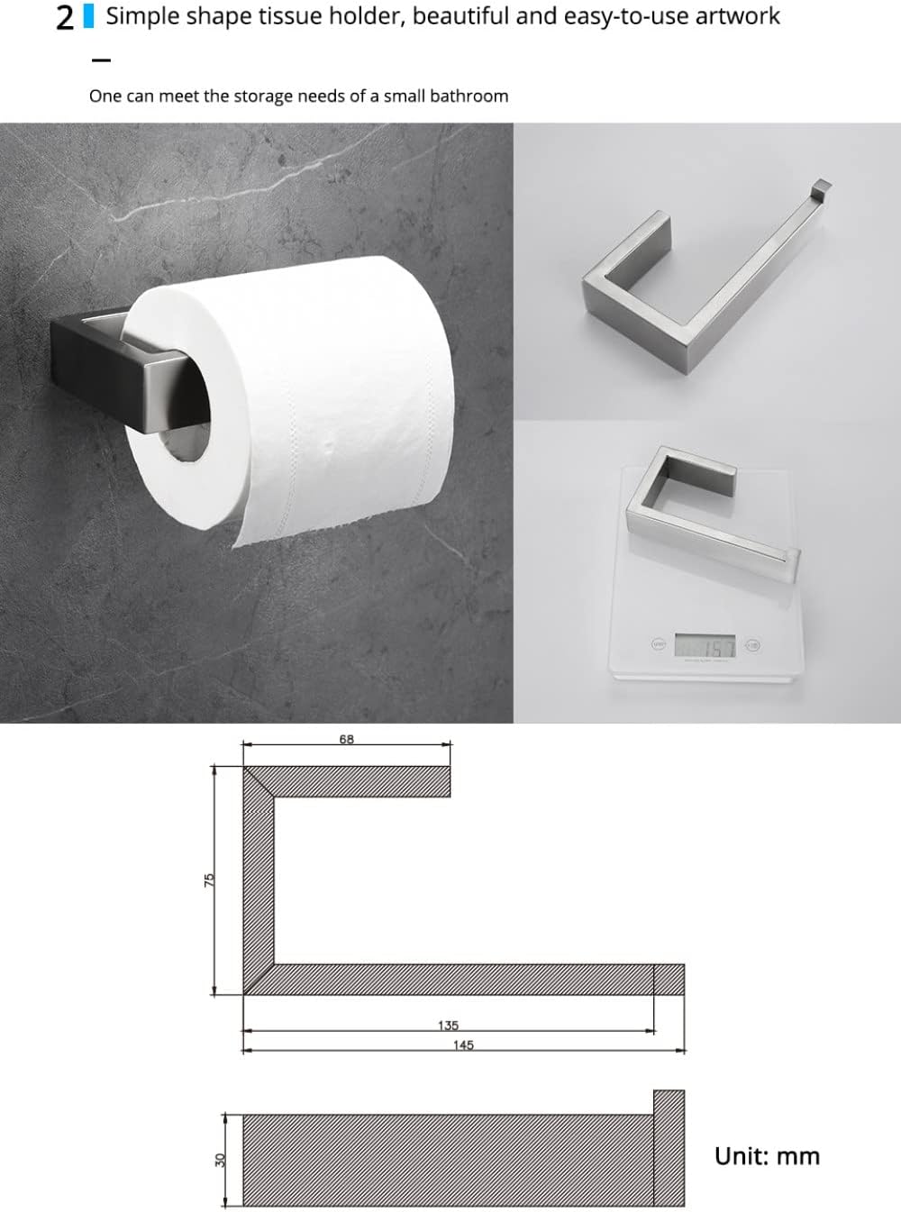 Toilet Paper Holder Towel Hooks Bathroom Kit Bar Stainless Steel Bedroom Metal Mounting Kitchen Bath Hardware Sets,SS,Towel bar 60CM