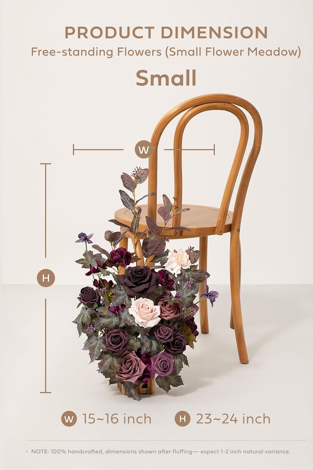 Ling's moment 17.5' Tall Standing Artificial Flowers Arrangements 4 pcs Fall Wedding Aisle Runner Chair Decorations Deep Plum Centerpieces for Ceremony Reception Rose Floral Party Outdoor