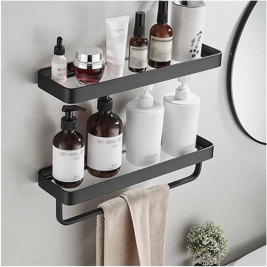 Floating Shelves Shower Caddy Bathroom Shelf Bathroom Shelf Bath Shower Shelf with Bar Aluminum White Glass Shelf Bathroom Corner Shelf Wall Mounted Kitchen STO
