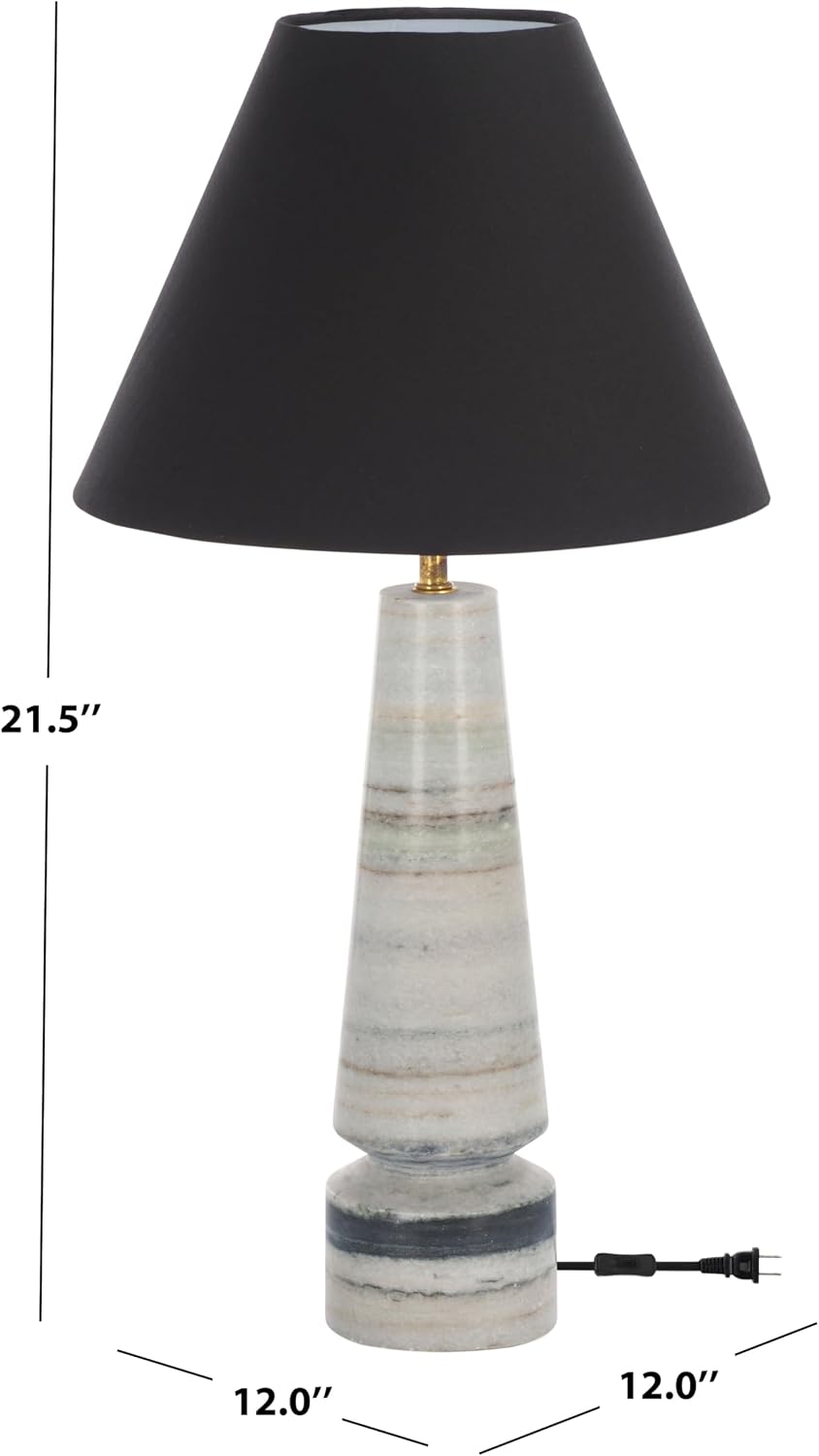 SAFAVIEH Lighting Collection Jules White & Black Marble 22-inch Table Lamp for Bedroom, Living Room, Home Office, Desk, Nightstand