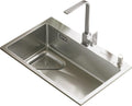 Silver Single Bowl Bar Prep Sink 304 Stainless Steel Kitchen Sink RV Sink with Drain Pipe and Installation Kit Drop in Or Undermount (Color : A-Have Faucet, Size : 68x45x21cm) (Bhave Faucet 75x45