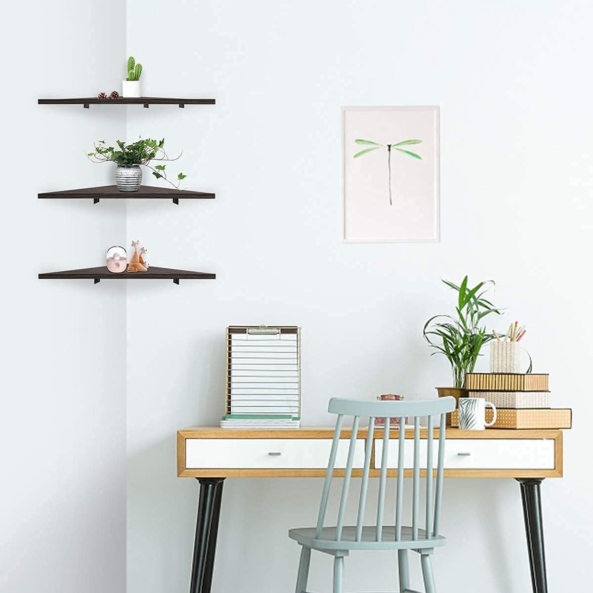 Floating partition Solid Pine Floating Corner Shelves Wall Mounted Set of 3 Rustic Storage Decorative Shelf for Bathroom Bedroom Living Room Kitchen Office Shelf