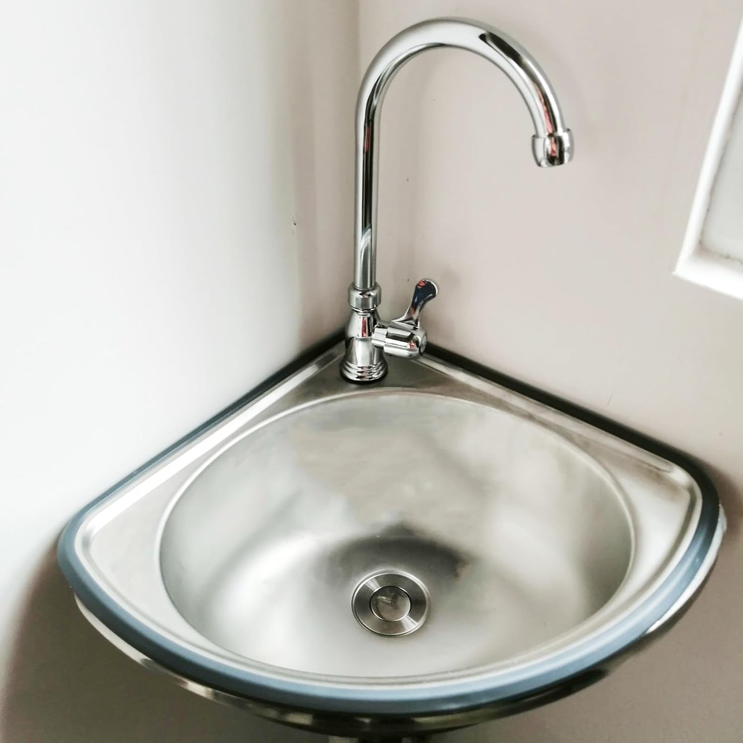 Kitchen Sink, 5IN Deep Wall-Mounted WashBasin, Stainless Steel Single Bowl Sink, Small Sink for Kitchen Bar Office Balcony,Silver-B2(34x34cm)
