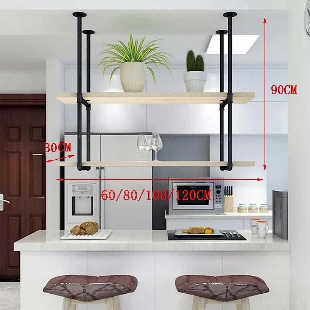 Corner Ledge Wall Shelf,Wine Rack Ceiling Shelf Floating Shelves Wall Mounted Set Ceiling Shelf Mounted Floating Suspended Hanging Kitchen Bar Rack/Decorative Holder/Storage Shelf
