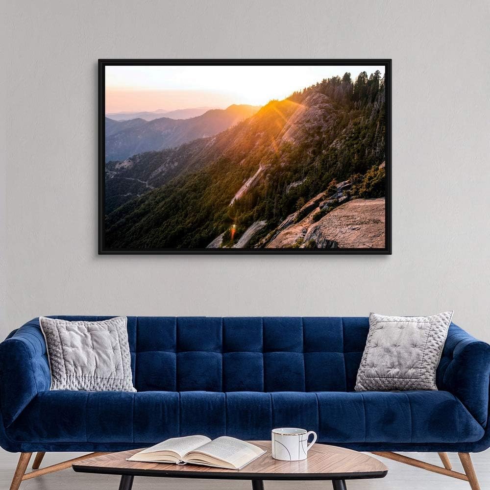 Sunset at Moro Rock Trail, Sequoia Black Float Frame Canvas Art, California Artwork