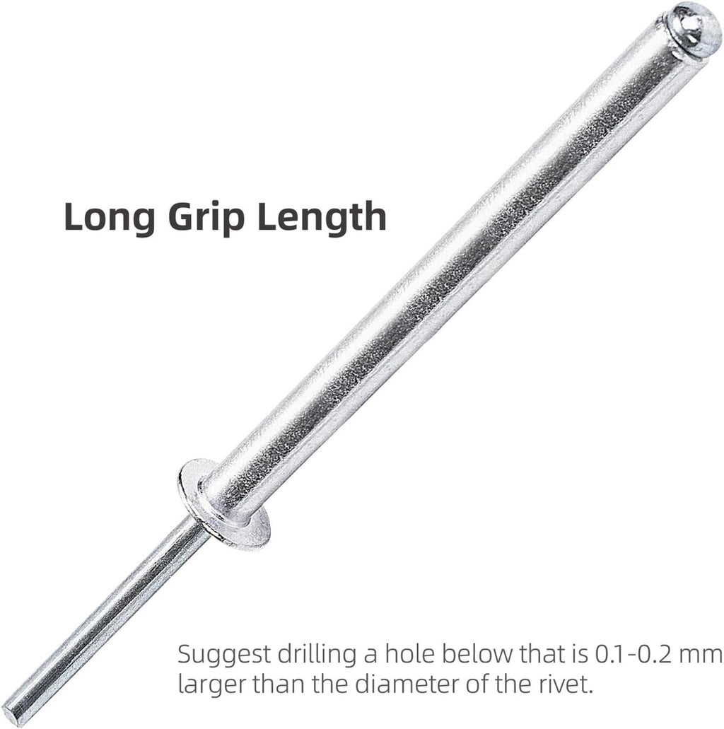 Pop Rivets 20Pcs Aluminium Dome Head Steel Shank Mandrel Super Long Special Blind Rivets 4.8mm For Leather Metal Wood(4.8x60mm)