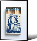 How Lucky Are We Wall Art Blue Matchbooks Poster 24x36 inch Black Framed Preppy Coastal Cowgirl Prints Romantic Valentines Day Decorations Living Room Bedroom Wall Decor