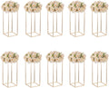 Gold Metal Cube Vase Stand for Wedding Centerpieces, 23.6in Tall, 10 Pcs