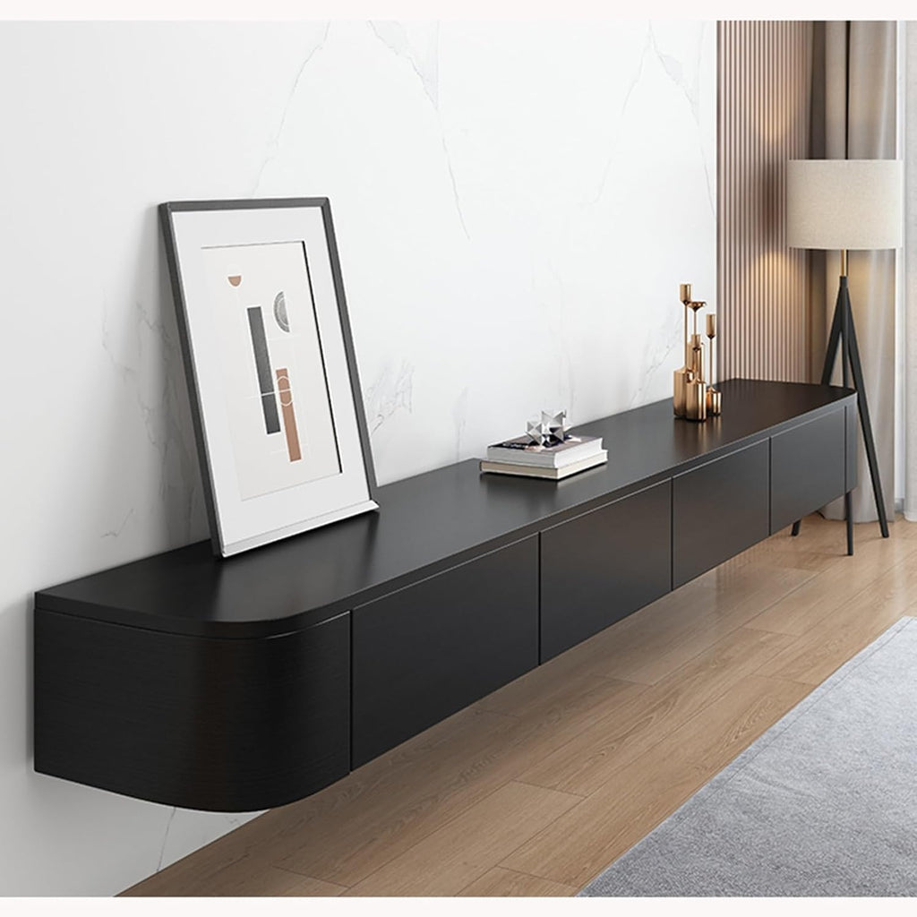 Floating TV Stand - Wall Mounted Media Console with 2 Drawer, Floating Entertainment Center TV Cabinet, Wall Mounted Audio/Video Shelf for Home Room (Black, 62.99x7.87x9.45IN)