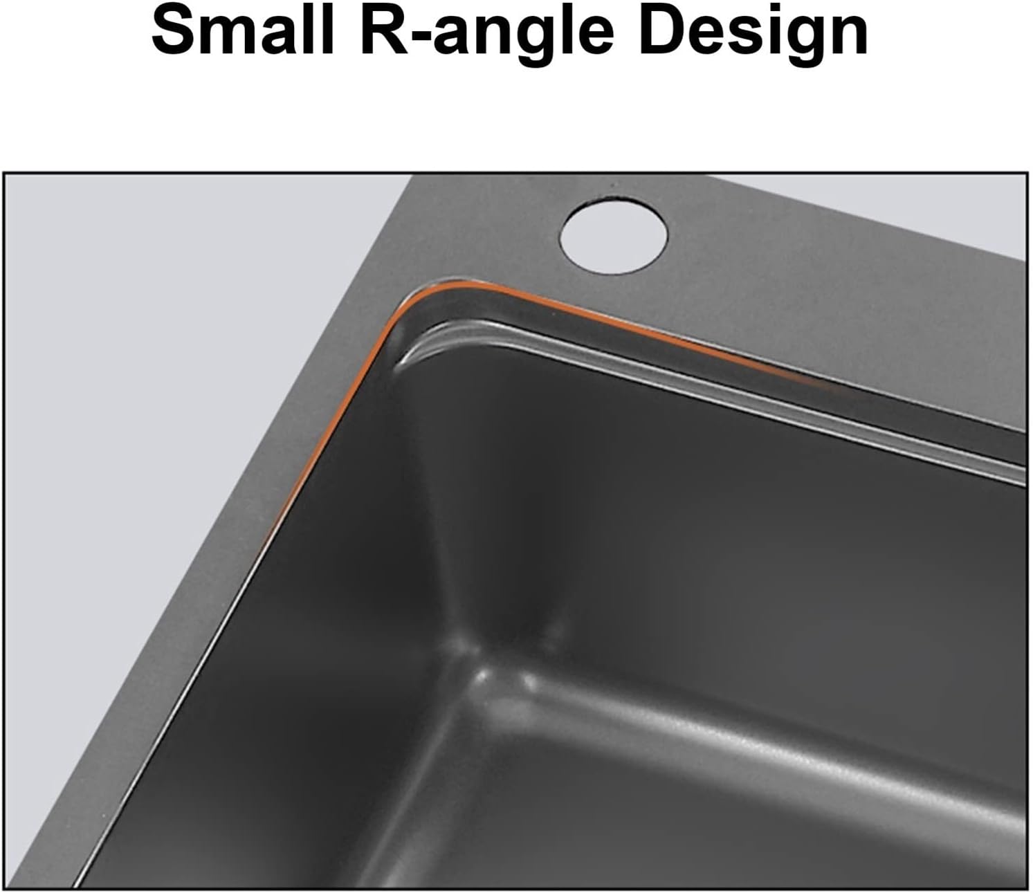 JATIBOSH Kitchen Sink Stainless Steel Round Corner Drop in Topmount Kitchen Sink Basin Undercounter Installation Single Bowl Sink (Size : 68x46cm)