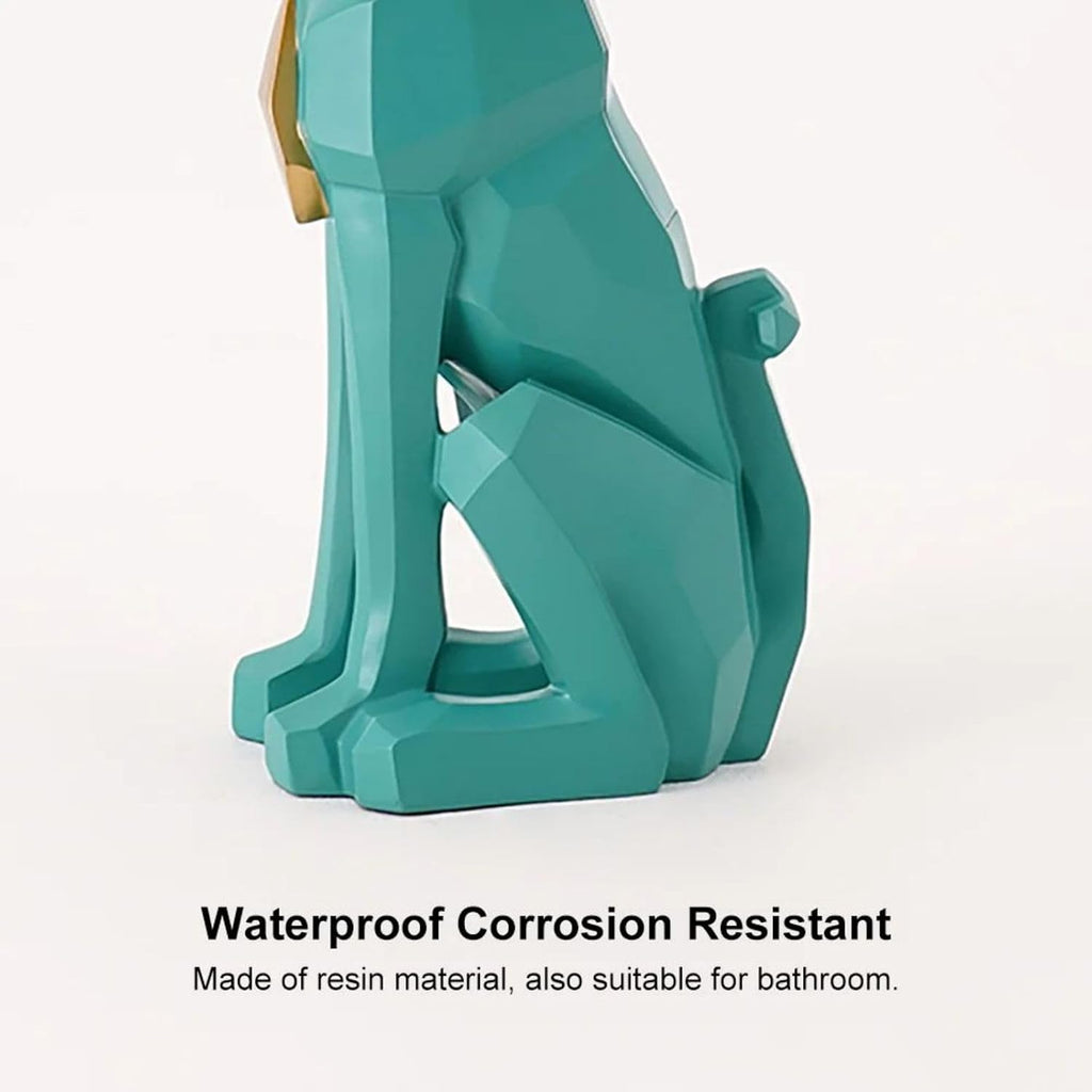 homary Modern Resin Dog Sculpture Geometric Standing Statue Cute Side Table Tray End Table with Tissue Storage (Green)