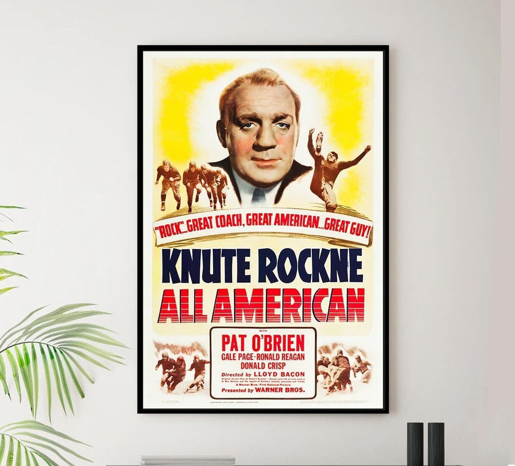 Knute Rockne All American 1940 - Vintage Sports Classic Movie Poster-24 x 36 Inches - (Framed)