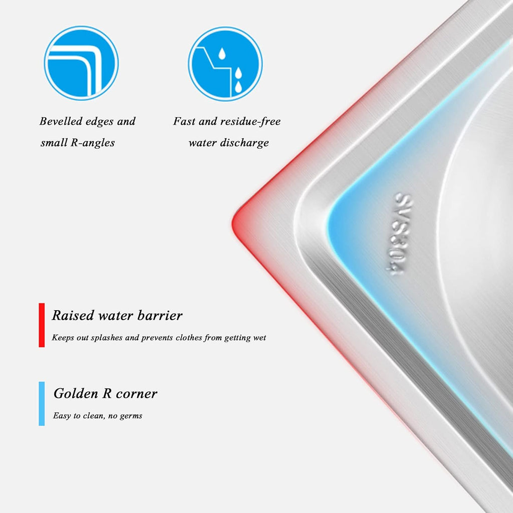 Free-Standing Single Bowl Sink Commercial Restaurant Bar Sink 304 Stainless Steel Sink for Prep Utility Washing Hand Basin Laundry Outdoor Protable