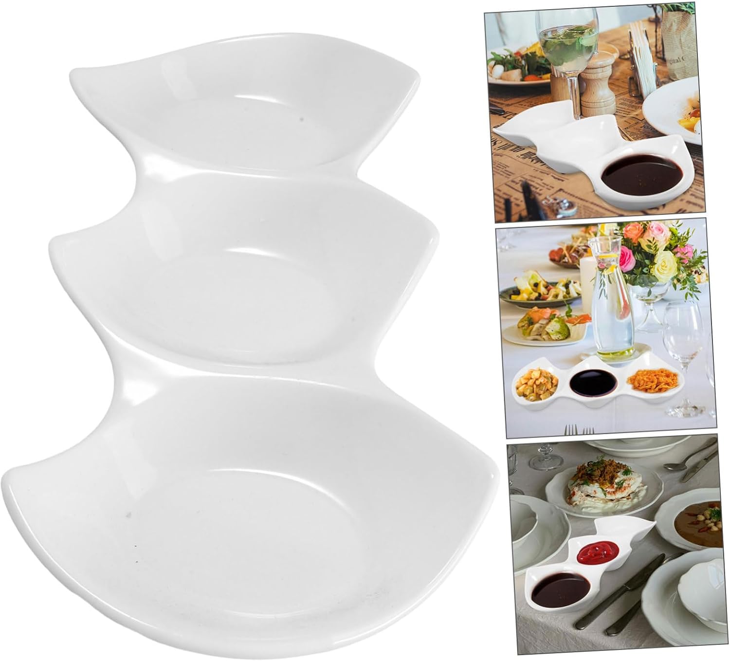 Luxshiny 5 Pcs Sauce Dipping Plate Ceramic Sauce Serving Bowl Large Serving Bowls for Banchan Dishes