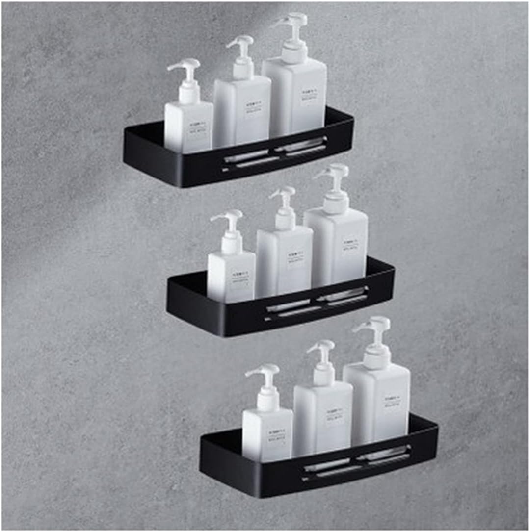 ZTBH Bathroom Divider Corner Shelf, Wall Mounted Black Bath Shower Shelf, Bath Holder Corner Shelf Bathroom Hardware Sets (Color : Square Shelf 3)