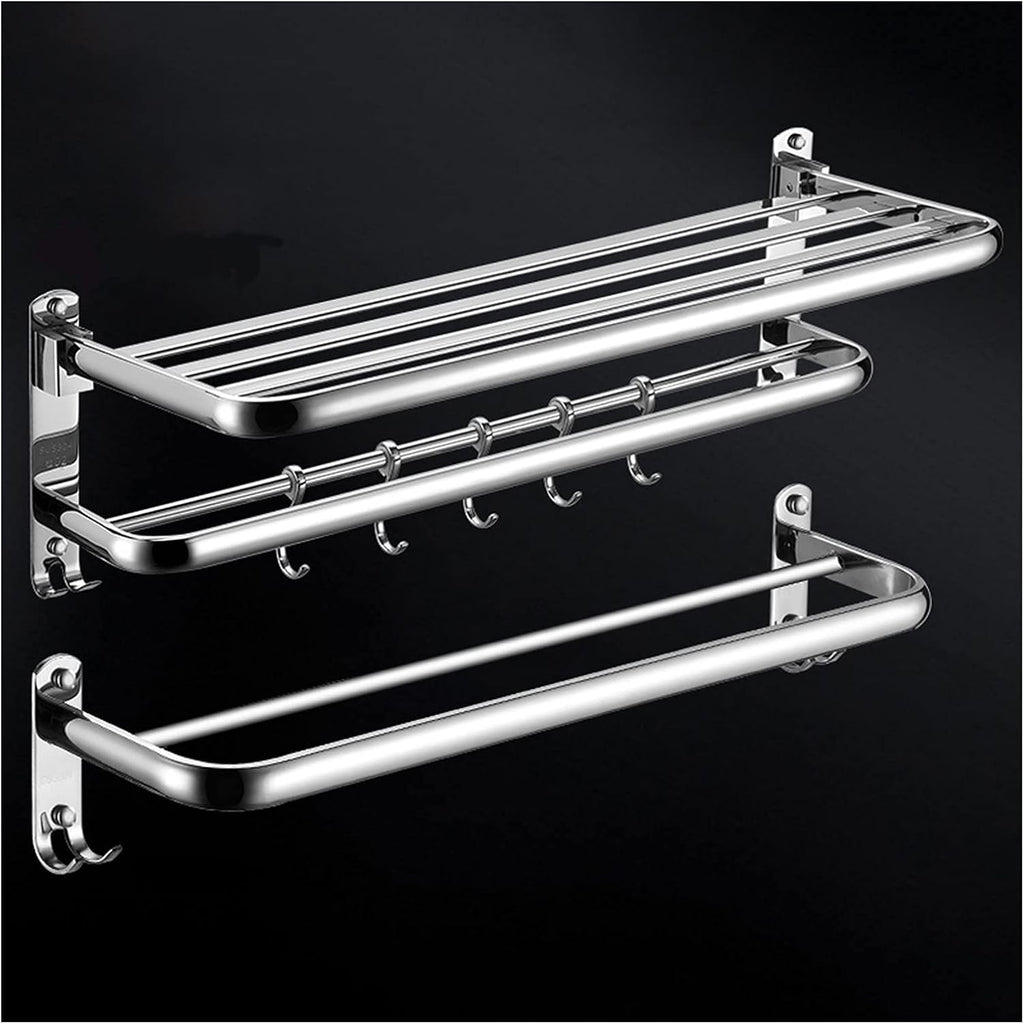 TOMYEUS Shower Caddy Bathroom Shelf Floating Shelves Wall Mounted Set of 2，Wall Mounted Bathroom Wall Shelves with Towel Bar，24 Inch 304 Stainless Steel Shower Organizer