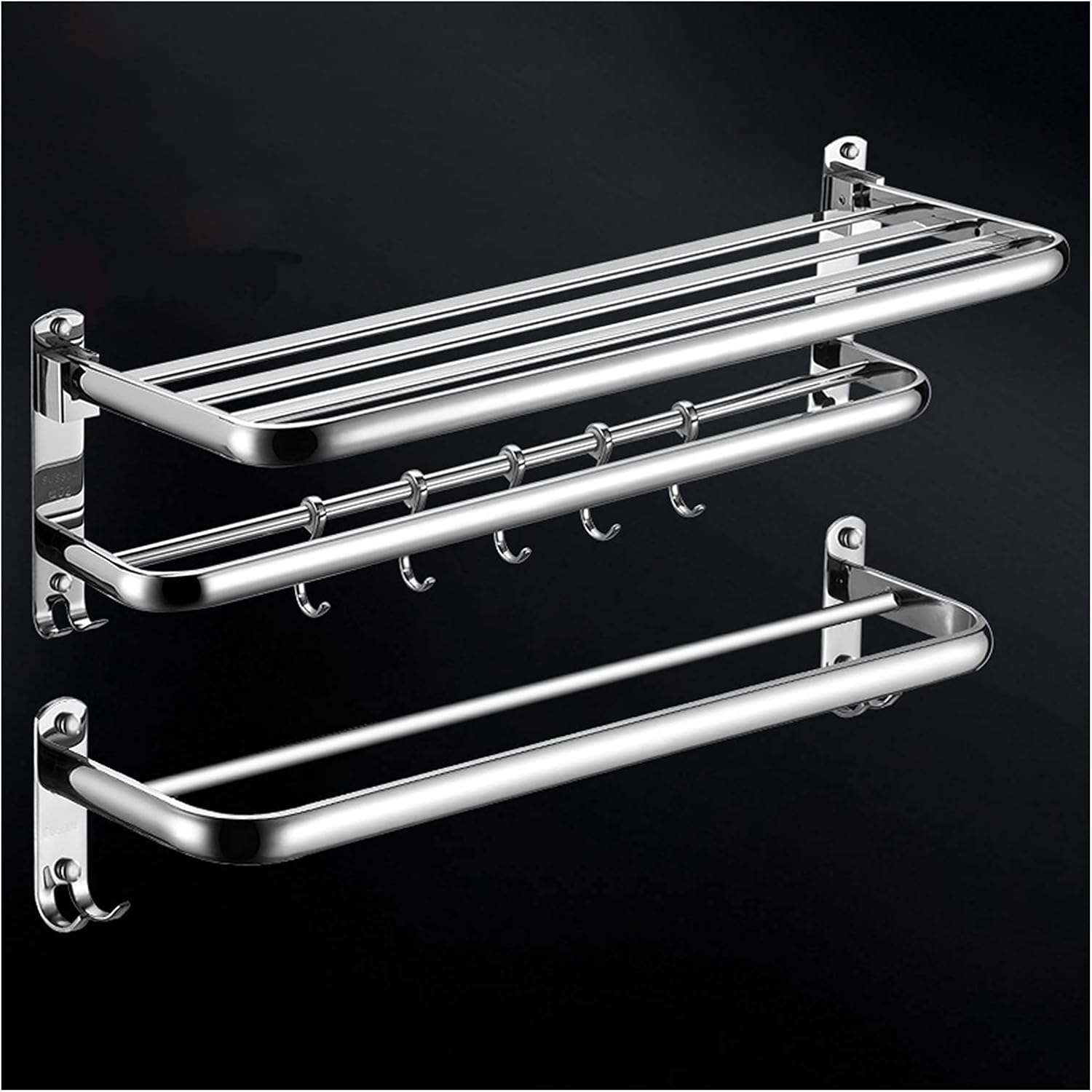 TOMYEUS Shower Caddy Bathroom Shelf Floating Shelves Wall Mounted Set of 2，Wall Mounted Bathroom Wall Shelves with Towel Bar，24 Inch 304 Stainless Steel Shower Organizer