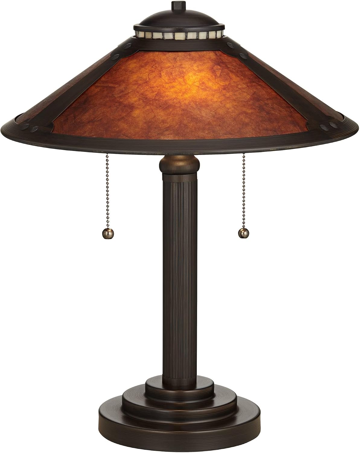 Robert Louis Tiffany Mica Collection Mission Tiffany Style Desk Table Lamp 18 1/2' High Rustic Oil Rubbed Bronze Natural Mica Shade Cottage Core Decor for Bedroom House Bedside Nightstand Home