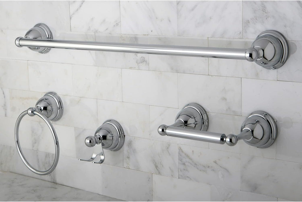 Kingston Brass BAK3961478C Restoration 4-Piece 24-Inch Towel Bar Bathroom Accessory Set in Polished Chrome