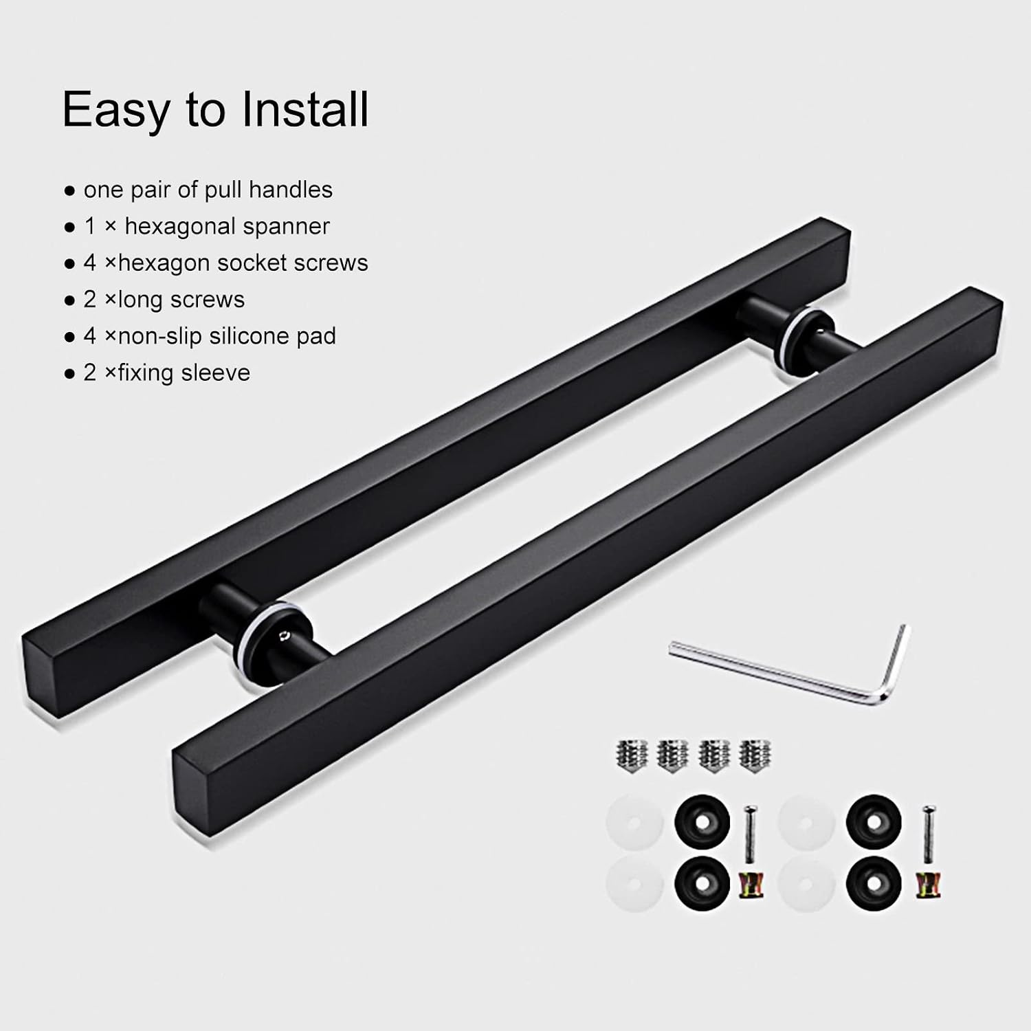 Sliding Glass Door Handles for Modern Doors,Square/Rectangle Modern Door Handle for Security Doors Wooden Door,Push Door Handle with Mounting Screws (Color:Gold,Size:60cm(23 5/8')* 40cm)