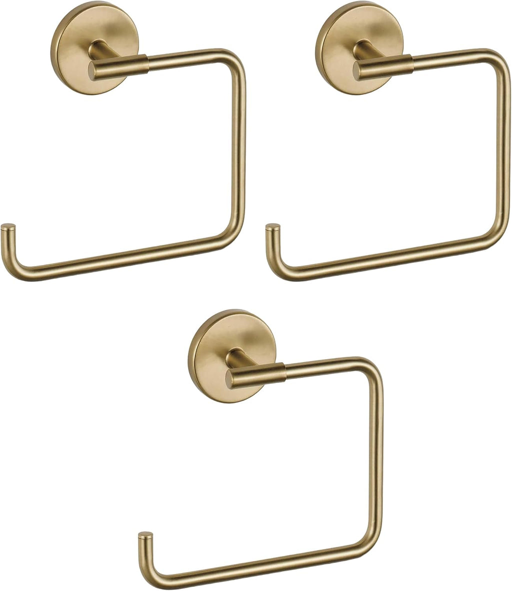 Delta Hand Towel Holder | Square Champagne Bronze Ring for Hanging Towels in Kitchen, Bathroom | Trinsic Accessories (Pack of 3)
