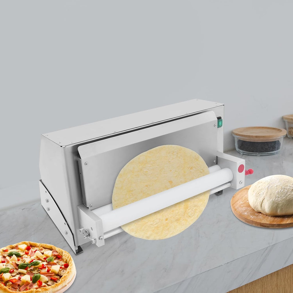 Electric Pizza Dough Roller Sheeter Machine, Automatic Commercial Pizza Press Making Machine 450W Stainless Steel Pasta Maker Machine For Bakeries Pizzerias, Restaurants Kitchens (3-18in)