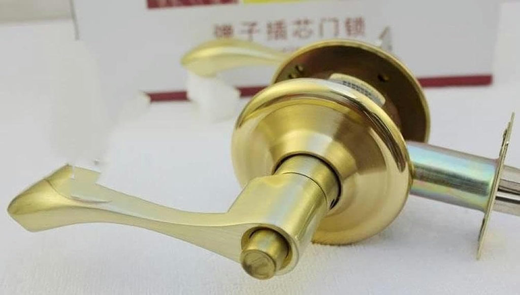5 Sets Right Privacy Brush Gold Lever Handle Door Lock Lockset