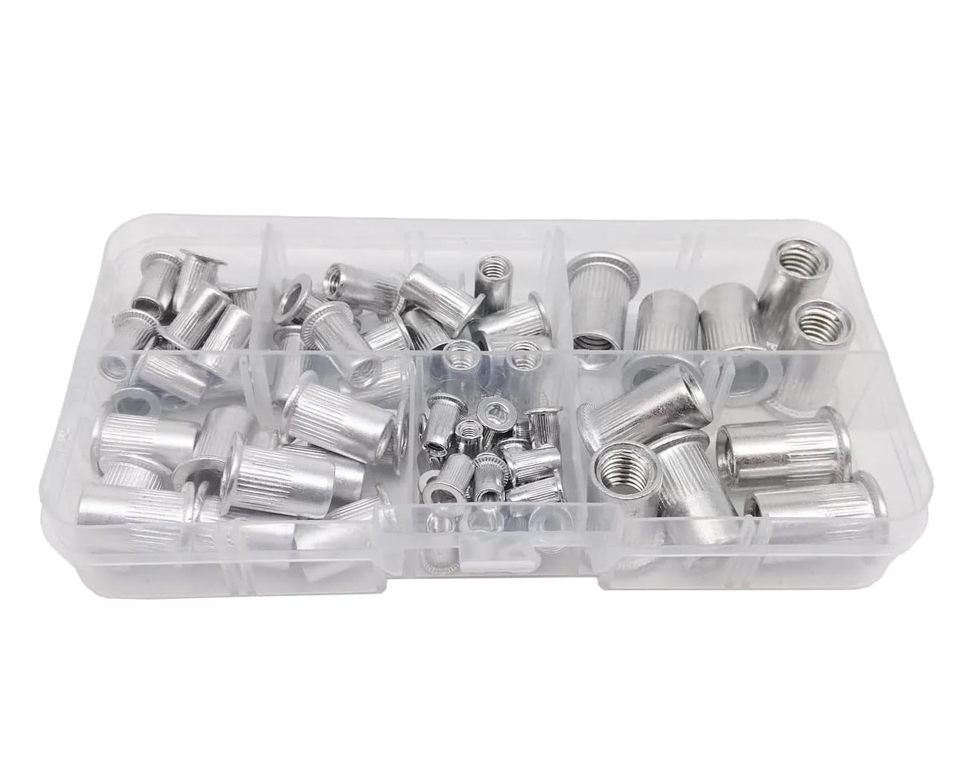 1 Box 70/205/402pcs M3 M4 M5 M6 M8 304 A2-70 Stainless Steel Carbon Steel Aluminum Flat Head Rivet Nut Rivnut Set Assortment Kit(Mix Material 402pcs)