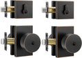 Haidms Oil Rubbed Bronze Door Knob with Deadbolt, Zinc Alloy Bronze Exterior Door Lock Set, Heavy Duty Front Door Knob and Deadbolt Set with Lock and Key, Reversible (2 Pack)