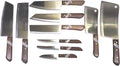 Professional Thai Kitchen Knife Set – 10-Piece Multipurpose Stainless Steel Blades with Wooden Handles | Traditional Cooking Utensils