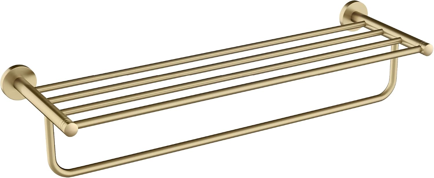 KRAUS Elie Bathroom Shelf Towel Rack with Towel Bar in Brushed Gold, KEA-18842BG