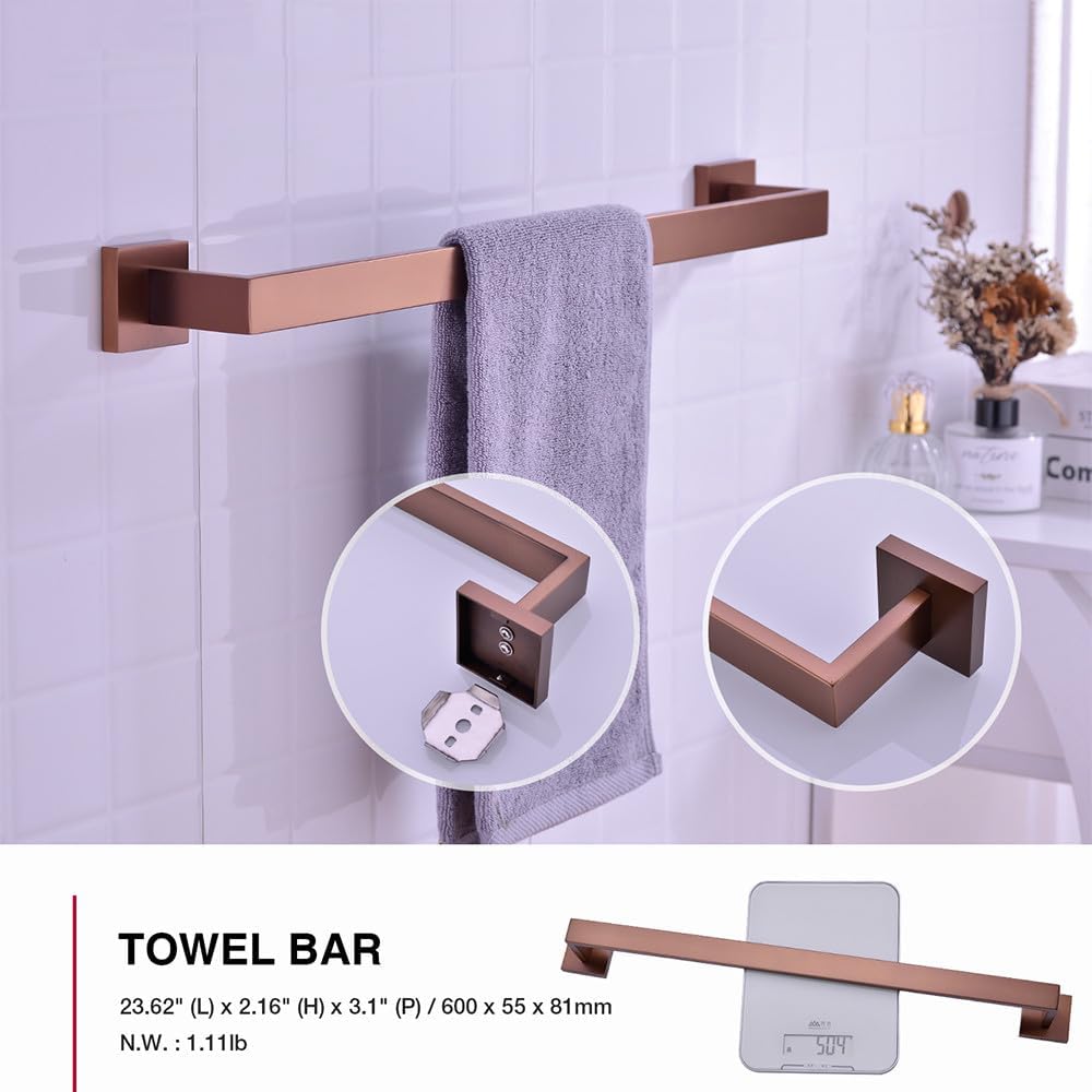 Bathroom Accessories Toilet Paper Holder Brushed Rose Gold Towel Hooks Stainless Steel Bedroom Wall Mount Bath Hardware Sets,60cm Towel Bar