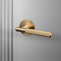 Buster and Punch Passage Door Handle Set Linear Knurled in Brass