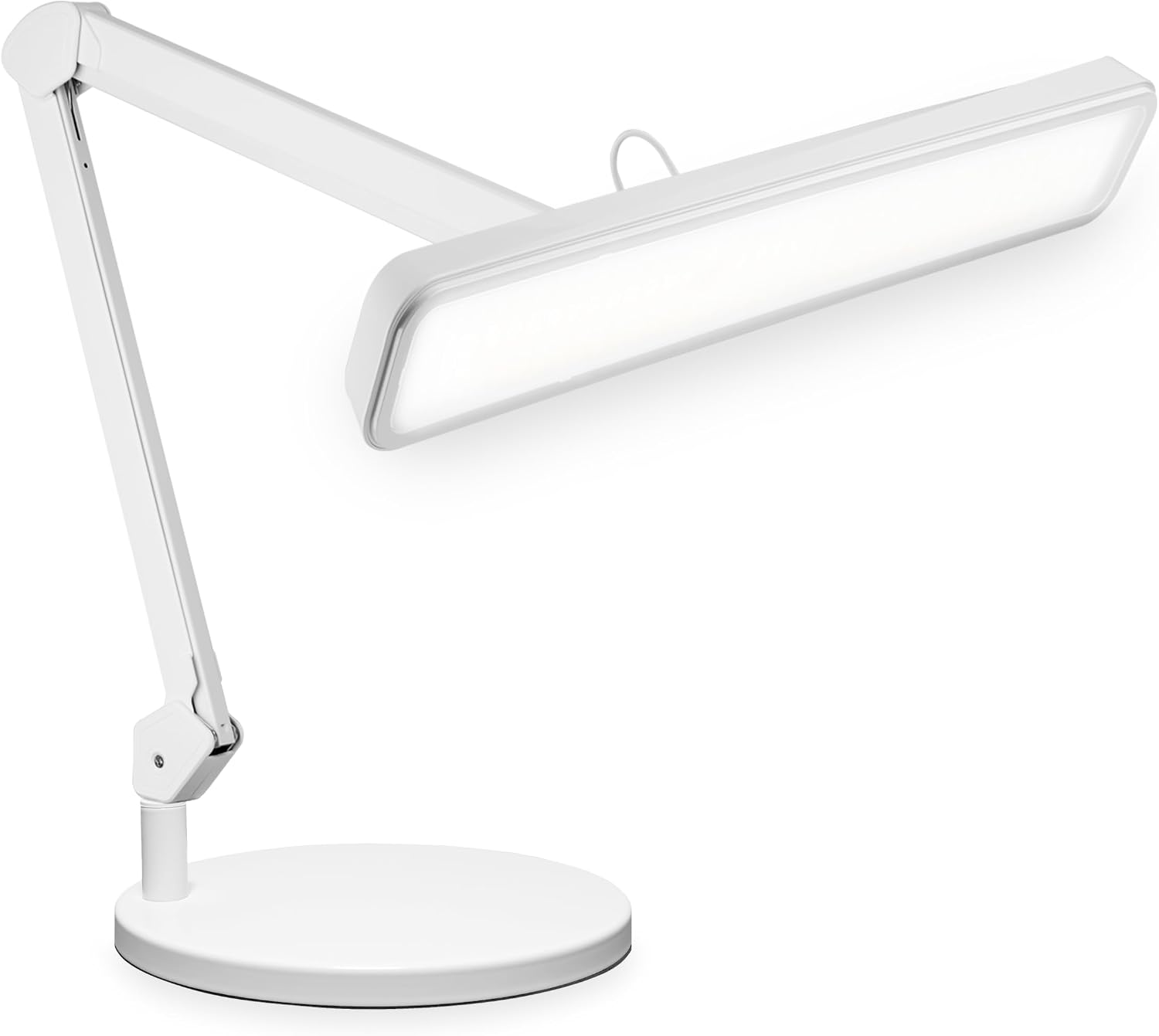 Neatfi XL 2,500 Lumens 30W LED Task Lamp for Manicure Table, Crafts, Workbench, Office - 22' Wide Shade Desk Light | Eye-Caring 6500K | 4-Level Brightnes (White, Non-CCT with Base)