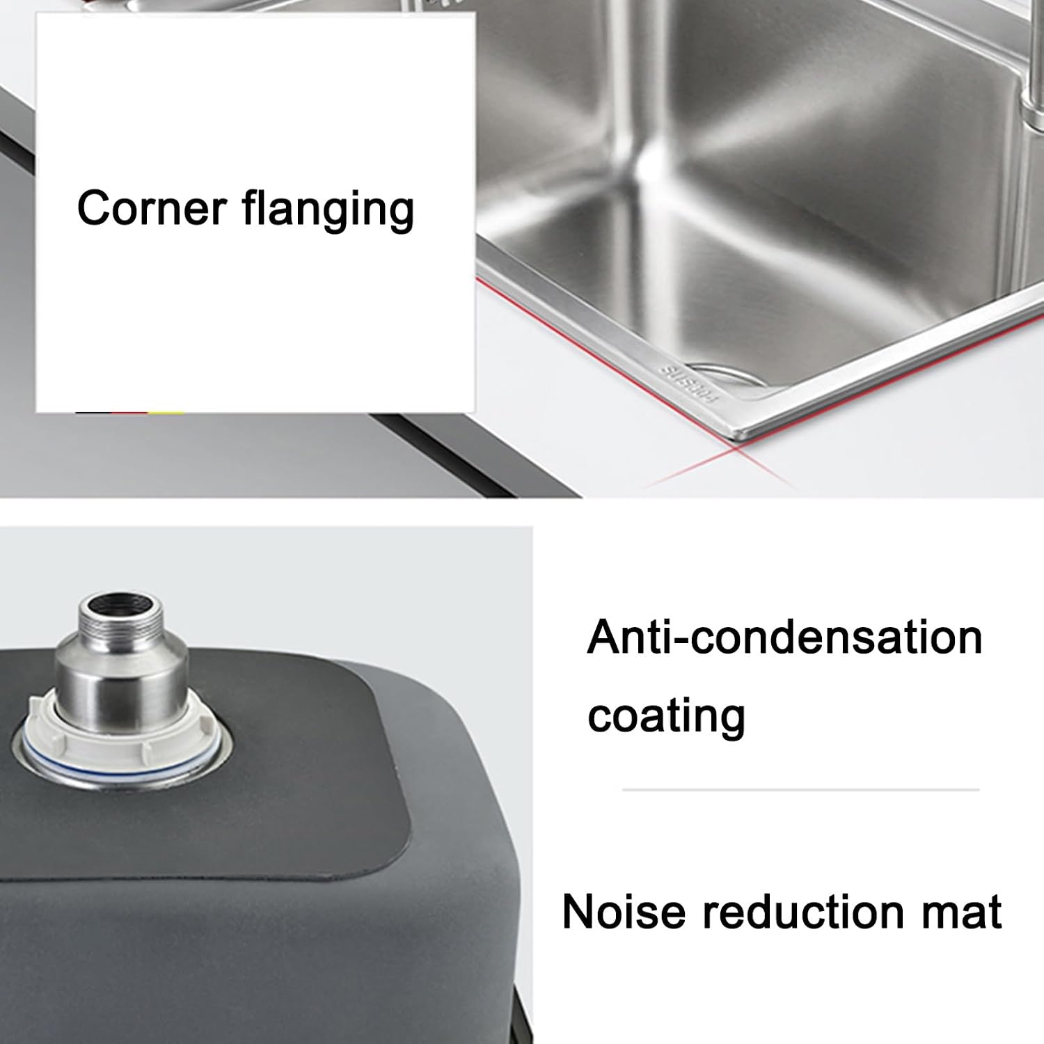 Kitchen Sink Bathroom Hand Wash Basin, Stainless Steel Space Saver Hand Wash Sink with Faucet and Drain, Utility Sink Single Bowl Sink for Restaurant, Kitchen and Home (Size : 42x38cm) ( 60x40cm)