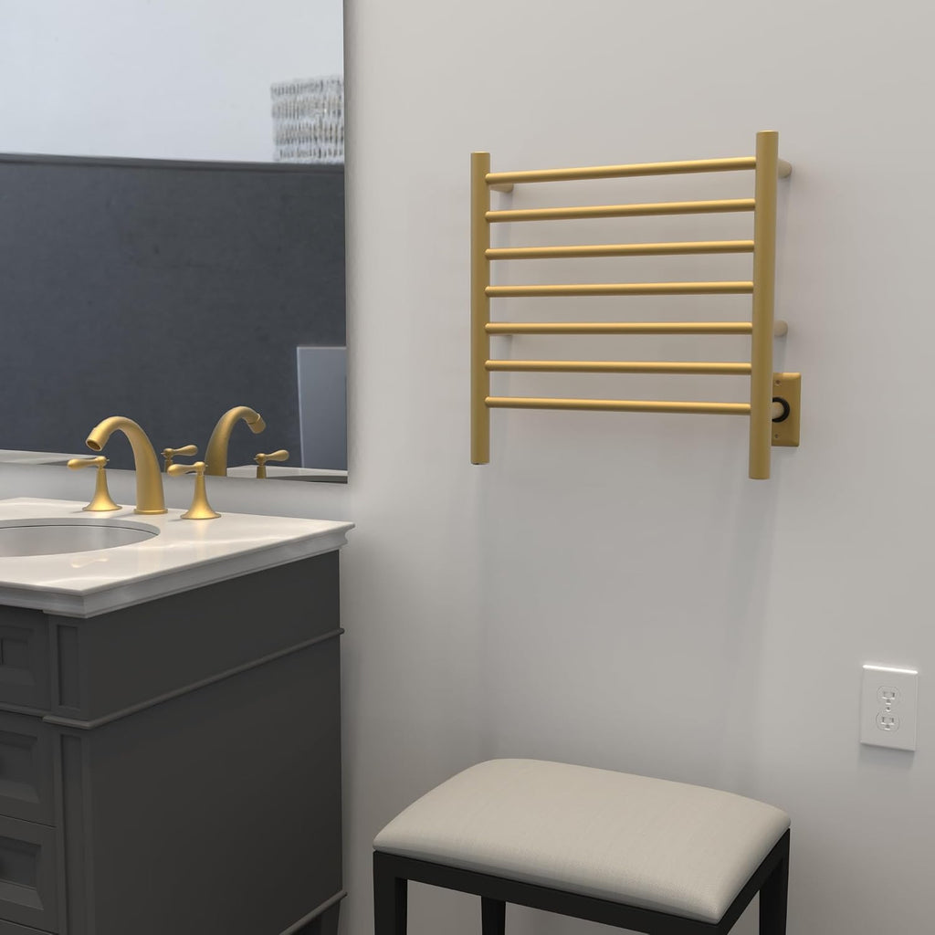Amba RWHS-SSB Radiant Small Hardwired Plug-in Combo 7 Bar Towel Warmer in Satin Brass