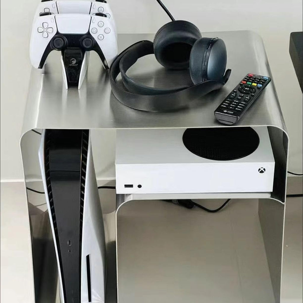 Modern Stainless Steel Side Table, Minimalist End Table with Seamless Curved Design, Durable Accent Table & Nightstand for Living Room, Bedroom, Sofa Side, and Coffee Table Use