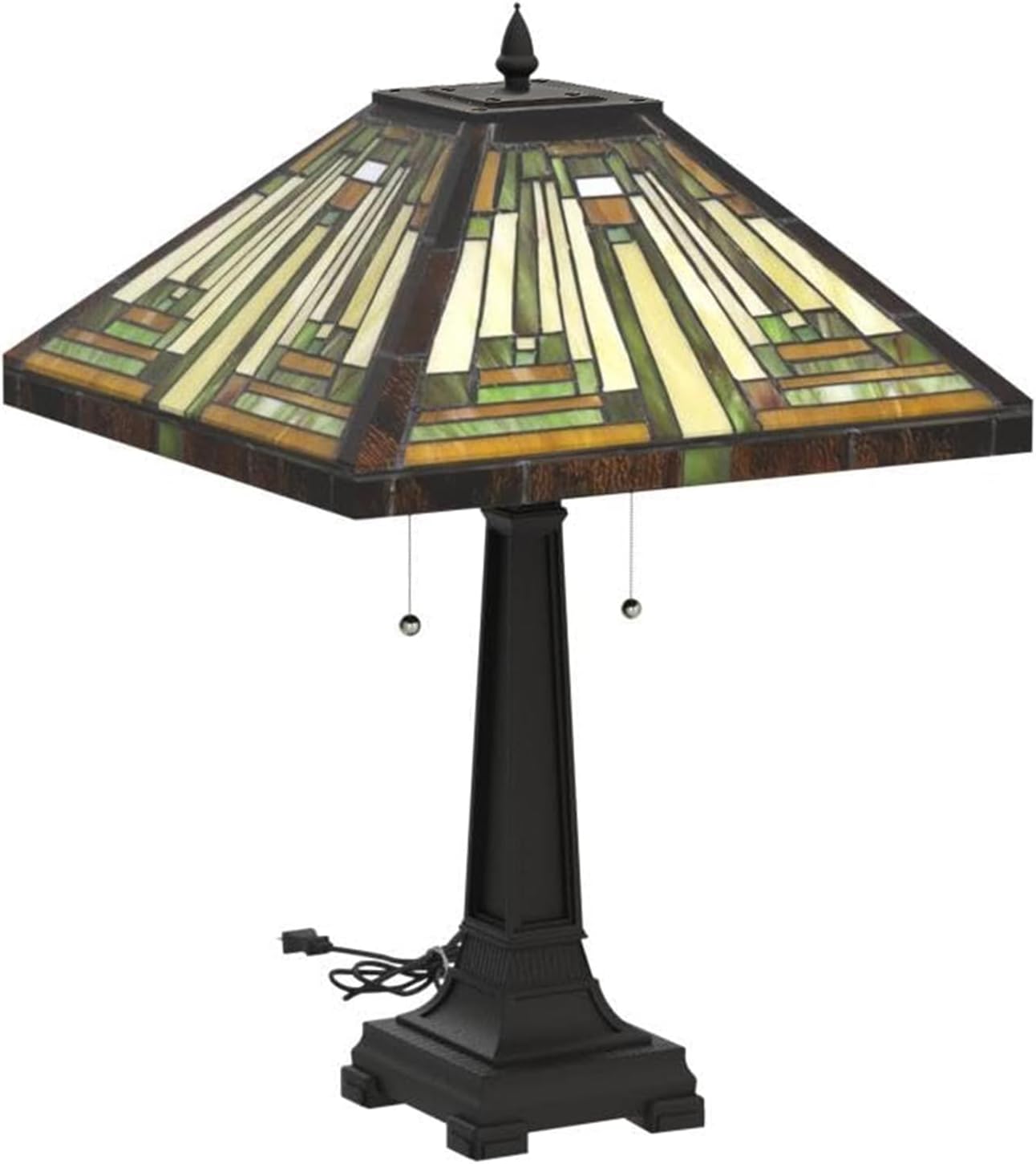 Capulina Tiffany Lamp Stained Glass Table Lamp 16X16X24 Inches Amber Brown Mission Tiffany Style Desk Lamp Decor for Bedrooms Living Room Study Home Office