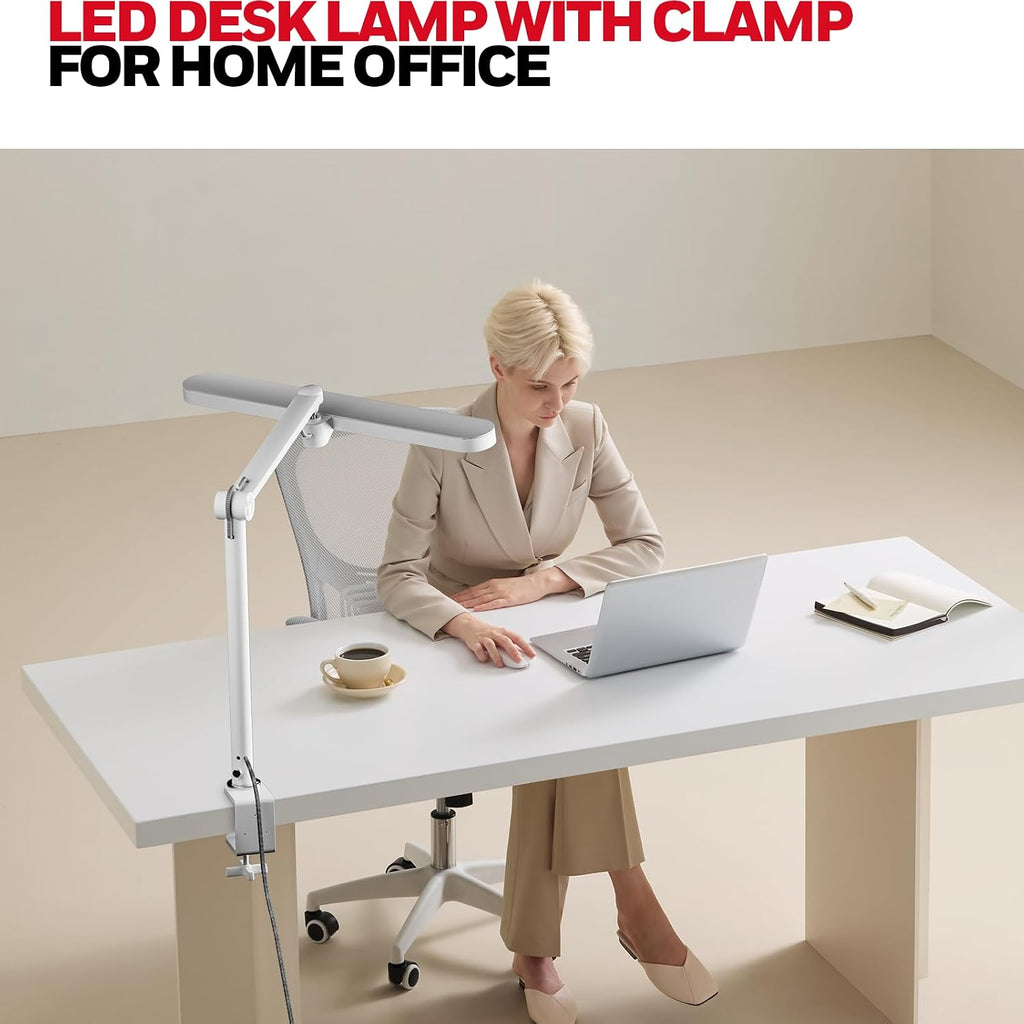 Honeywell LED Desk Lamp with Clamp - 05B02 Touch Control Sunturalux Natural Light Clip On Desk Light 4000K 1300LM Dimmable Eye Caring Table Lamp Full Metal Desk Lamps for Home Office