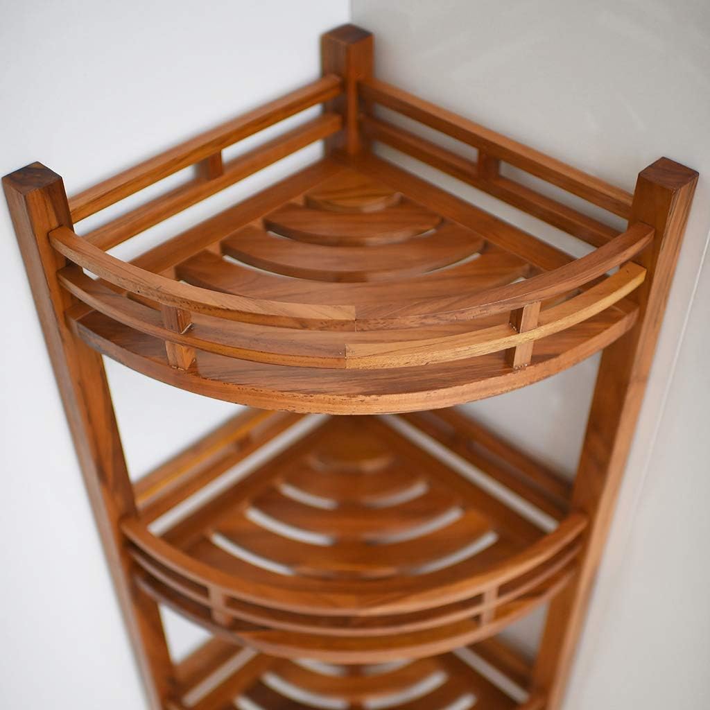 Cambridge Casual Superior Indonesian Teak Estate Bath Shelves, Corner Shelf, Natural Brown