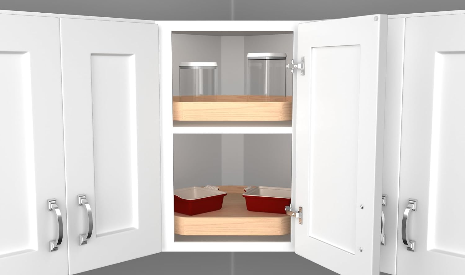 Lazy Daisy Natural Wood D-Shaped Lazy Susan for Corner Wall Cabinets w/Swivel Bearing