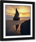 ArtDirect 15x18 Terrill, Steve Black Ornate Framed and Double Matted Museum Art Print Titled Oregon Rock formation at sunset on Bandon Beach