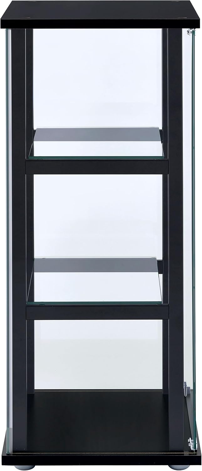 Coaster Home Furnishings Cyclamen 34-inch 3-Tier Clear Tempered Glass Curio Cabinet Display Case with Shelving Black 950179