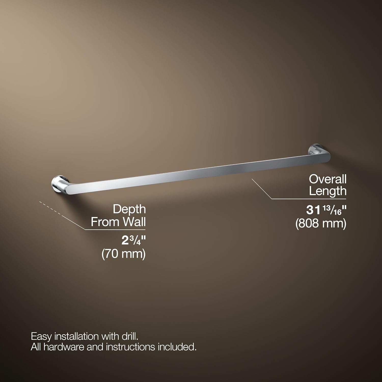 Kohler 97027-CP Avid® 30' Towel bar, Polished Chrome
