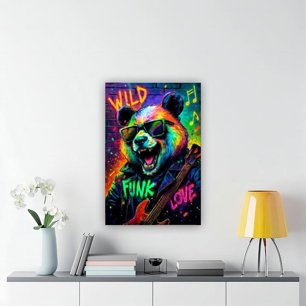 Urban Crazy Panda, Pop Culture Vibrant Graffiti Poster Print for Teen Boys Room Wall Art Canvas Painting Print 24x36inch(60x90cm)