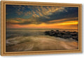 ArtDirect New Jersey-Cape May National Seashore Sunset on ocean and rocks 48x32 Huge Gold Ornate Wood Framed Canvas Giclee Art by Jaynes Gallery