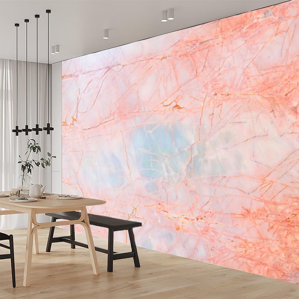Marble Pink Large Wall Mural, Classic Texture Peel and Stick Wall Wallpaper Wall Paintings Wall Posters,for Living Room Bedroom Kitchen Wall Home Wall Decor,118''W x82.7''H