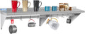 Hally Stainless Steel Shelf with 9 Hooks 18' x 72' Wall Mounted Pot Rack 500lb, NSF Commercial Floating Shelving for Storage Hanging Pots, Pans, cookware in Restaurant, Kitchen, Home and Hotel