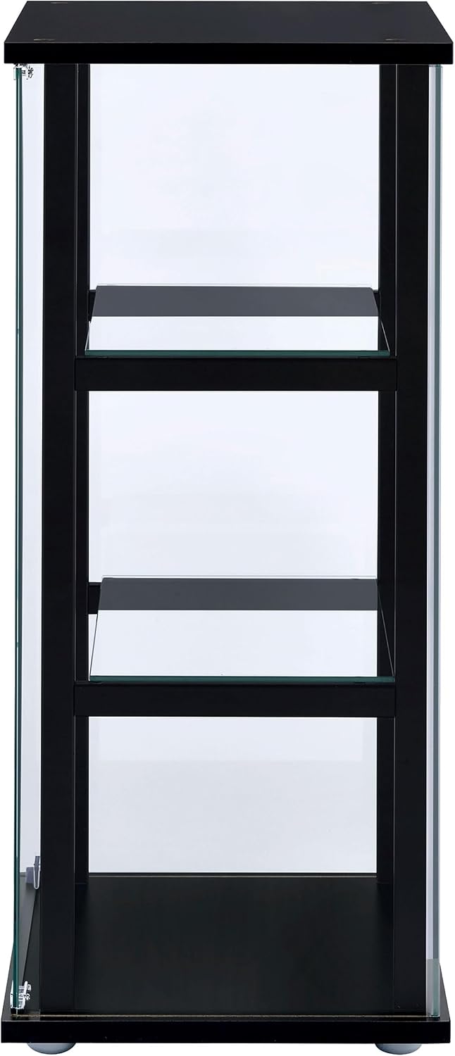 Coaster Home Furnishings Cyclamen 34-inch 3-Tier Clear Tempered Glass Curio Cabinet Display Case with Shelving Black 950179