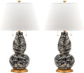 SAFAVIEH Lighting Collection Modern Swirls Black/ White 29-inch Bedroom Living Room Home Office Desk Nightstand Table Lamp Set of 2 (LED Bulbs Included)
